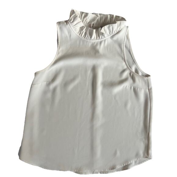 J.Crew Ruffle Neck Top Academia Old Money Classic Cream Women's Medium - Picture 1 of 9